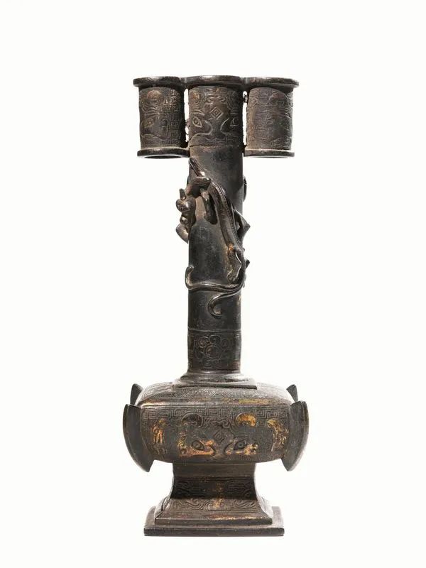 Vaso a freccia Cina dinastia Ming, sec. XVII, in in bronzo parzialmente&nbsp;&nbsp;&nbsp;  - Auction Asian Art - Pandolfini Casa d'Aste