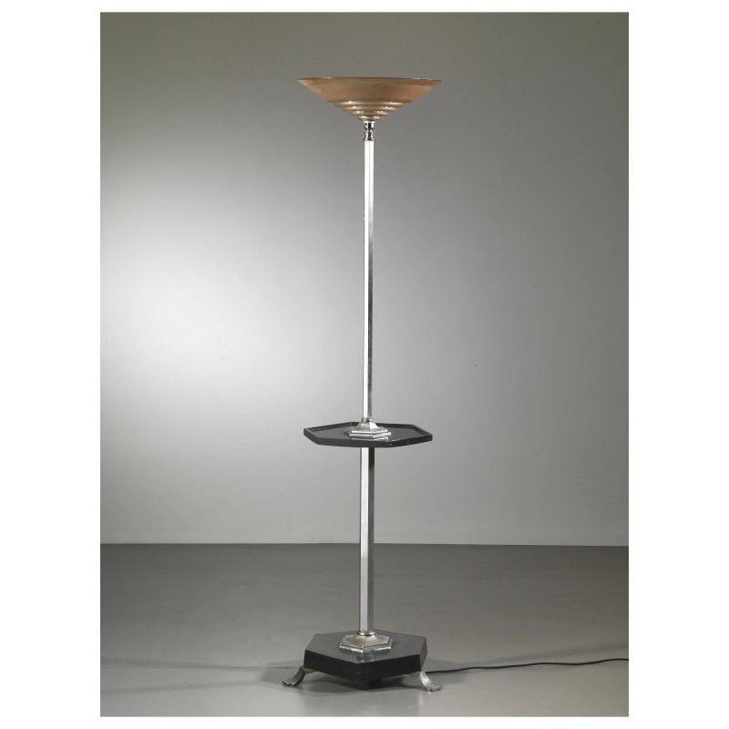 FLOOR LAMP, METAL STRUCTURE, PINK GLASS LAMPSHADE  - Auction 20th CENTURY DESIGN - Pandolfini Casa d'Aste