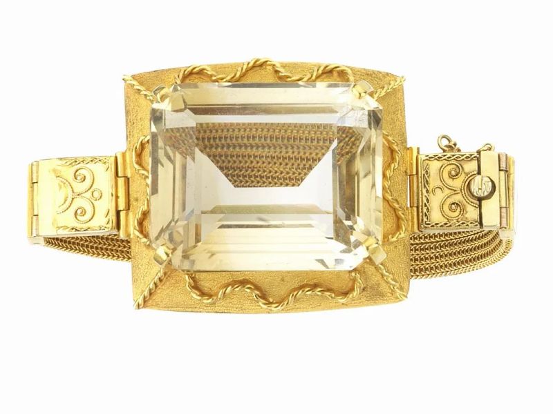 BRACCIALE IN ORO GIALLO E QUARZO CITRINO  - Asta GIOIELLI - Pandolfini Casa d'Aste