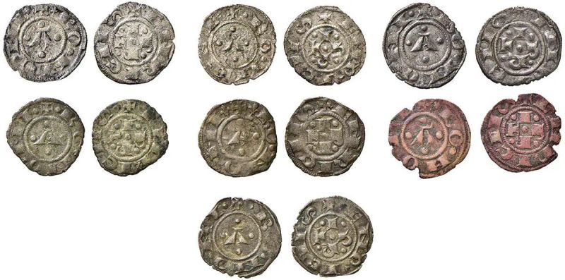 REPUBBLICA, MONETAZIONE A NOME DI ENRICO VI IMPERATORE (1191-1337), 7 BOLOGNINI PICCOLI  - Auction Collectible coins and medals. From the Middle Ages to the 20th century. - Pandolfini Casa d'Aste