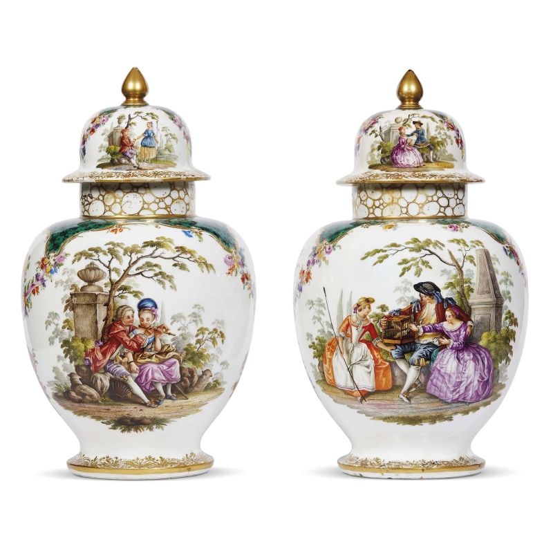 A PAIR OF GERMAN VASES WITH LIDS, 19TH CENTURY  - Auction INTERNATIONAL FINE ART - Pandolfini Casa d'Aste