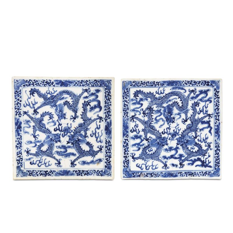 TWO TILES, CHINA, QING DYNASTY, 19TH CENTURY  - Auction Asian Art | &#19996;&#26041;&#33402;&#26415; - Pandolfini Casa d'Aste