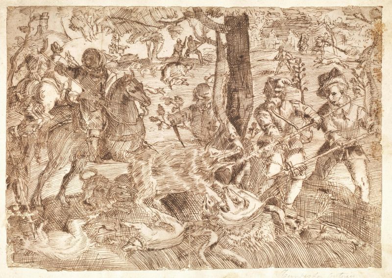 Scuola centro italiana, sec. XVII  - Auction Works on paper: 15th to 19th century drawings, paintings and prints - Pandolfini Casa d'Aste