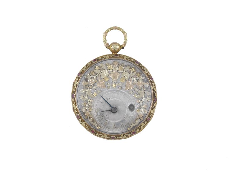 OROLOGIO DA TASCA CON PREZIOSA CASSA IN ORO E GRANATI  - Auction TIMED AUCTION | Jewels, watches and silver - Pandolfini Casa d'Aste