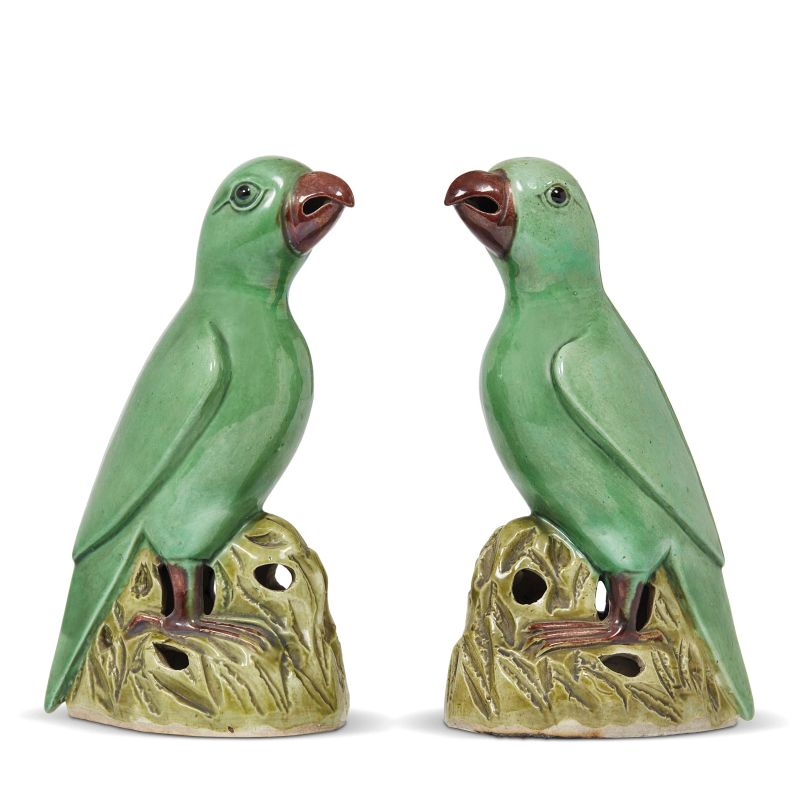 A PAIR OF GREEN PARROTS, CHINA, QING DYNASTY, 18TH-19TH CENTURY  - Auction Asian Art  东方艺术 - Pandolfini Casa d'Aste