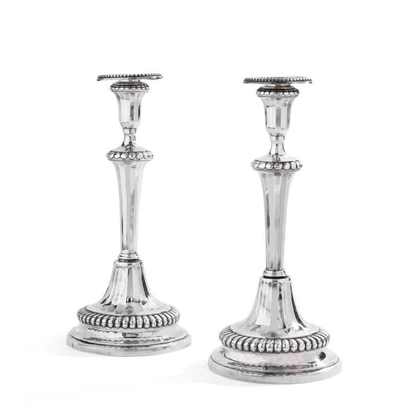 PAIR OF SILVER CANDLESTICKS, GENOA, 1795  - Auction ITALIAN AND EUROPEAN SILVER - Pandolfini Casa d'Aste