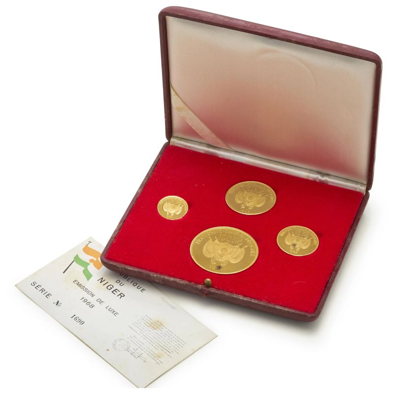



Niger &ndash; Repubblica (dal 1960) &ndash; Proof set 1968 (10, 25, 50 e 100 Francs)   - Auction NUMISMATICS - Pandolfini Casa d'Aste