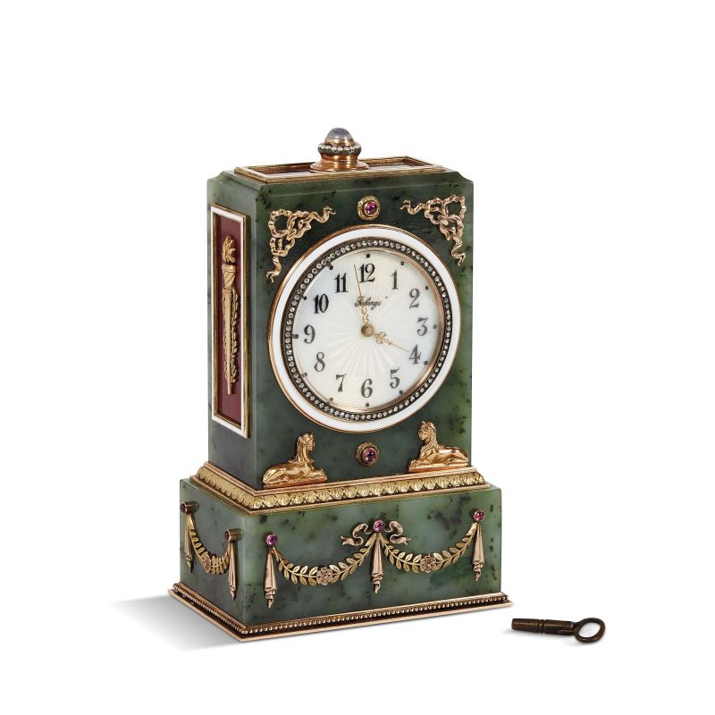 A RUSSIAN TABLE CLOCK, EARLY 20TH CENTURY  - Auction INTERNATIONAL FINE ART and russian objets de vertu - Pandolfini Casa d'Aste