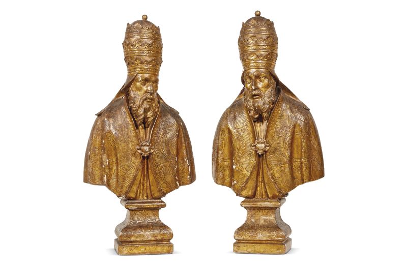 A PAIR OF SOUTHERN-ITALY BUSTS OF POPES, 18TH CENTURY  - Auction FURNITURE, OBJECTS OF ART AND SCULPTURES FROM PRIVATE COLLECTIONS - Pandolfini Casa d'Aste