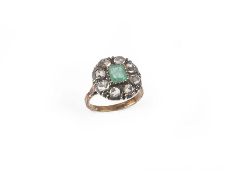 ANELLO IN ORO BASSO E ARGENTO CON DIAMANTI  - Auction JEWELS, WATCHES AND SILVER - Pandolfini Casa d'Aste