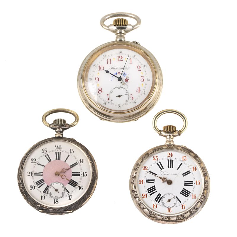 



THREE SILVER AND METAL POCKET WATCHES  - Auction WATCHES - Pandolfini Casa d'Aste