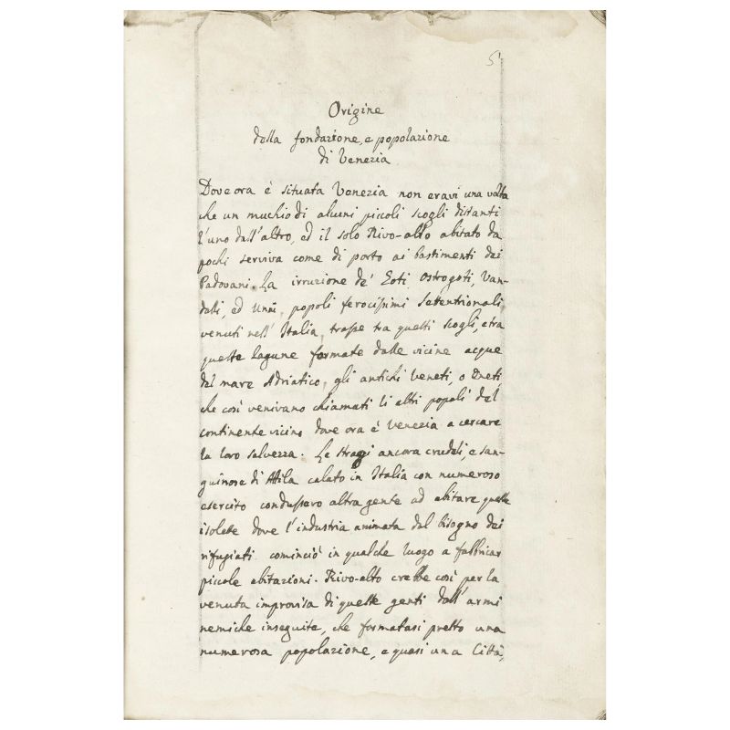 Storia veneta. Secolo XVIII.  - Auction BOOKS, MANUSCRIPTS,  AUTOGRAPHS AND PRINTS - Pandolfini Casa d'Aste