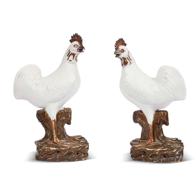 A PAIR OF ROOSTERS, CHINA, 18TH CENTURY  - Auction TIMED AUCTION | Asian Art -&#19996;&#26041;&#33402;&#26415; - Pandolfini Casa d'Aste