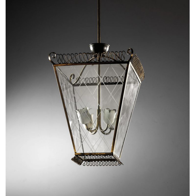 



METAL AND GLASS CEILING LAMP  - Auction DESIGN AND DECORATIVE ARTS - Pandolfini Casa d'Aste