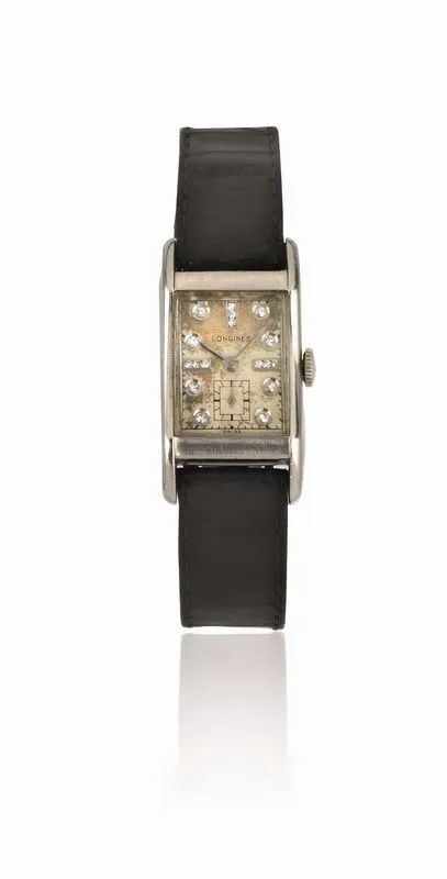 OROLOGIO DA POLSO LONGINES, CASSA N. 714'135, MOV. N. 7'134'629, ANNI &rsquo;30, IN PALLADIO E DIAMANTI  - Auction WATCHES - Pandolfini Casa d'Aste