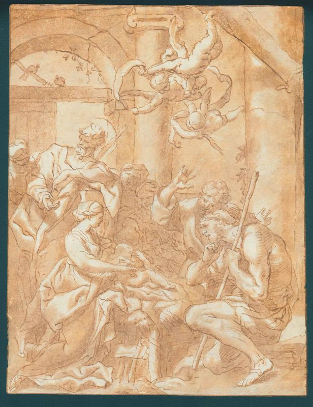 Scuola genovese, seconda met&agrave; sec. XVII,  - Auction Works on paper: 15th to 19th century drawings, paintings and prints - Pandolfini Casa d'Aste