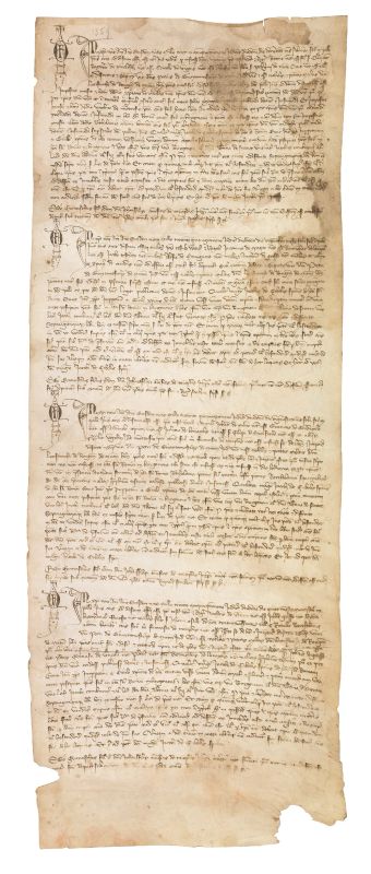 Pergamena notarile della metà del XIV secolo.  - Asta LIBRI, MANOSCRITTI E AUTOGRAFI - Pandolfini Casa d'Aste