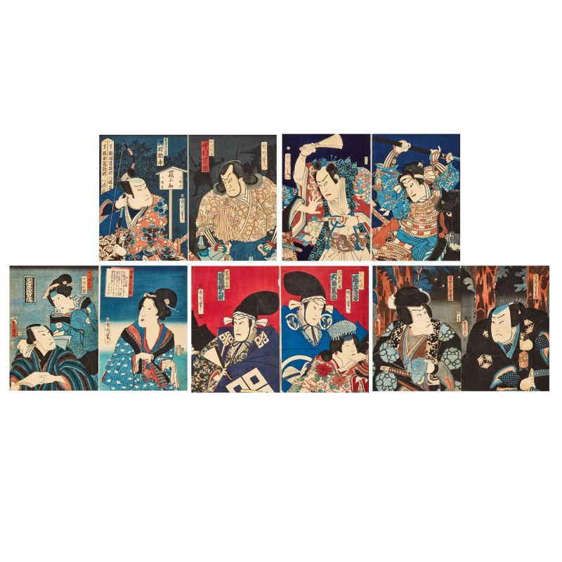 



A GROUP OF TEN WOODBLOCK PRINTS, JAPAN, MEIJI PERIOD, 19TH CENTURY  - Auction Asian Art | 东方艺术 - Pandolfini Casa d'Aste