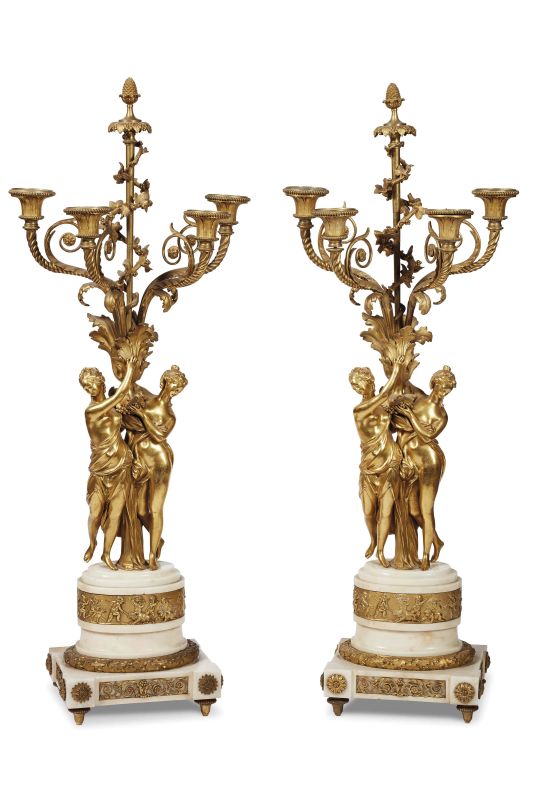 COPPIA DI CANDELABRI, FRANCIA, SECOLO XIX  - Auction International fine art - Pandolfini Casa d'Aste