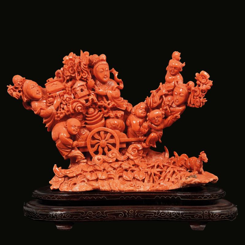 INTAGLIO IN CORALLO ROSSO, CINA, TARDA DINASTIA QING, SEC. XIX  - Asta Asian Art | 东方艺术 - Pandolfini Casa d'Aste