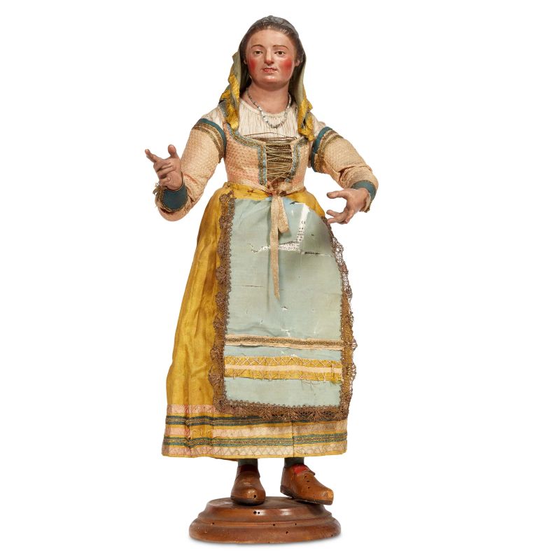 



A YOUNG BOURGEOIS WOMAN, NAPLES, 18TH CENTURY  - Auction NEAPOLITAN NATIVITY SHEPHERDS - Pandolfini Casa d'Aste