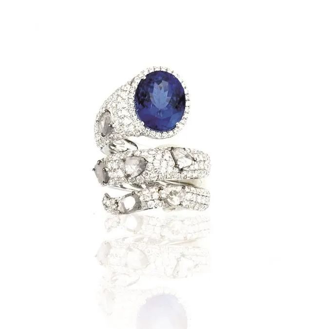 ANELLO IN ORO BIANCO, TANZANITE E DIAMANTI  - Asta GIOIELLI E OROLOGI DA POLSO E DA TASCA - Pandolfini Casa d'Aste