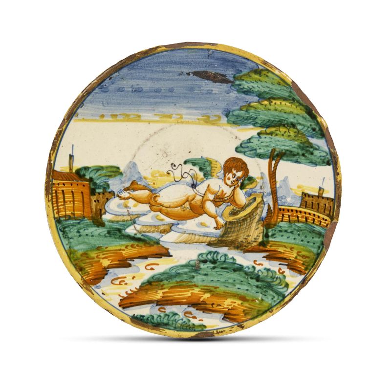 



A DISH, UPPER CENTRAL LATIUM, EARLY 17TH CENTURY  - Auction MAJOLICA AND PORCELAIN FROM THE RENAISSANCE TO THE 19TH CENTURY - Pandolfini Casa d'Aste