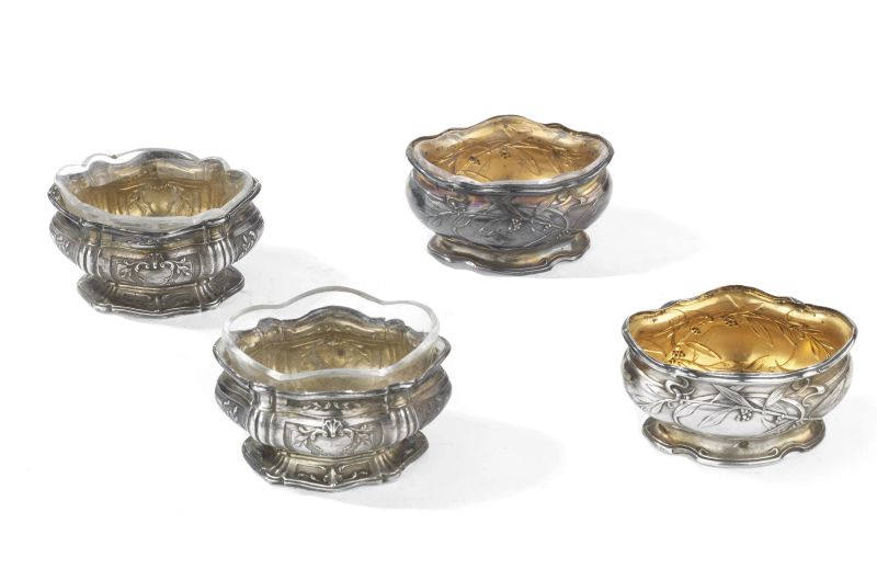      QUATTRO SALIERE, FRANCIA, INIZI SECOLO XIX   - Auction Online Auction | Silver - Pandolfini Casa d'Aste