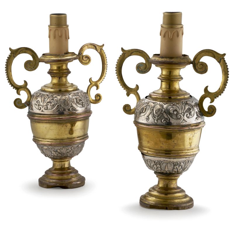 PAIR OF SILVER, COPPER AND BRASS ALTAR VASES, END OF 18TH CENTURY  - Auction Italian and european silvers - Pandolfini Casa d'Aste