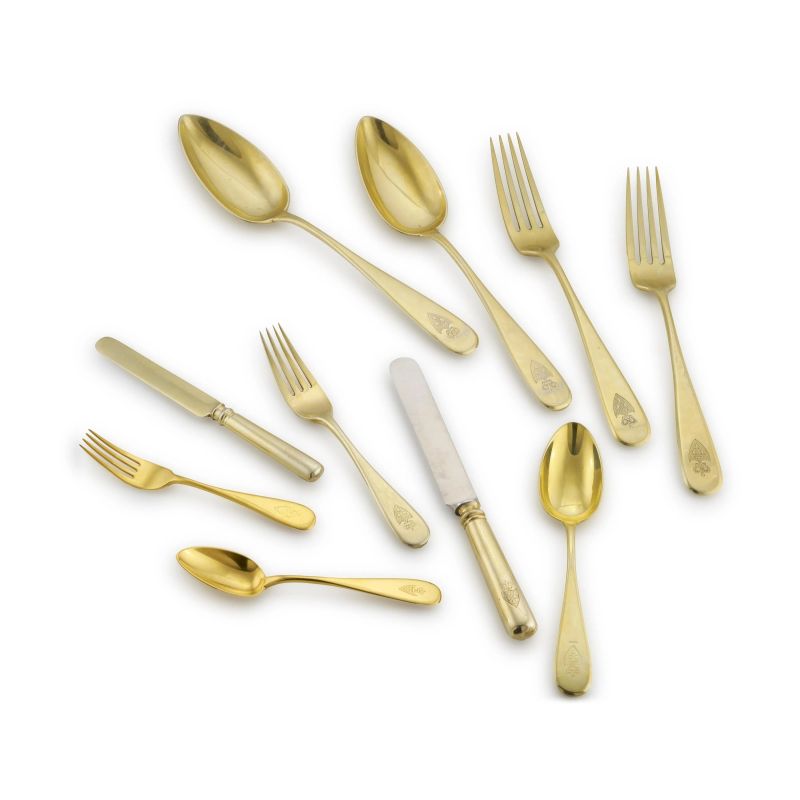 A  GILDED SILVER CUTLERY SERVICE, RUSSIA, BEGINNING OF 20TH CENTURY  - Auction Italian and european silvers - Pandolfini Casa d'Aste
