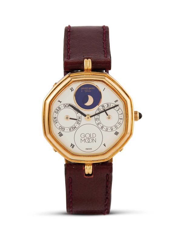 GERALD GENTA CALENDARIO COMPLETO FASI LUNARI REF. 2747 N. 265XX ANNO 1983  - Auction Fine watches - Pandolfini Casa d'Aste