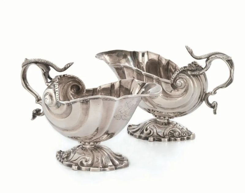 COPPIA DI SALSIERE, SECOLO XIX  - Auction Russian, European and Italian Silver - Pandolfini Casa d'Aste