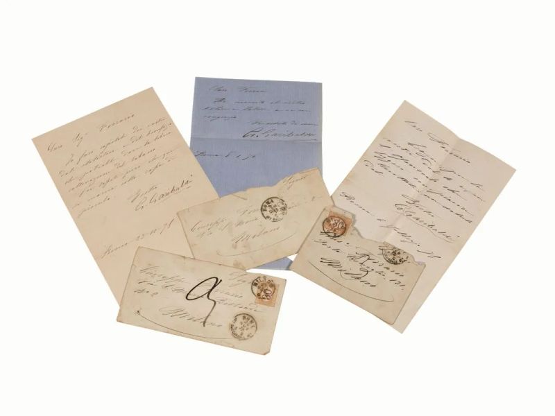 GARIBALDI, Giuseppe (1807-1882). Tre lettere, tutte scritte a  - Auction Prints and Drawings from XVI to XX century - Books and Autographs - Pandolfini Casa d'Aste