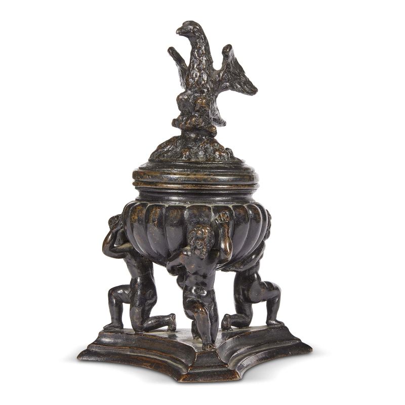 Venetian, 17th century, An inkwell, bronze, 19x13x13 cm&nbsp;  - Auction Sculptures and works of art from the middle ages to the 19th century - Pandolfini Casa d'Aste