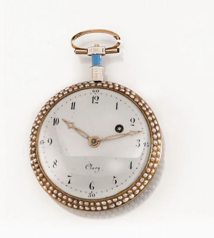 OROLOGIO DA TASCA CLARY, 1790 CIRCA, IN ORO GIALLO, MICROPERLE E SMALTI  - Auction Silver, jewels, watches and coins - Pandolfini Casa d'Aste