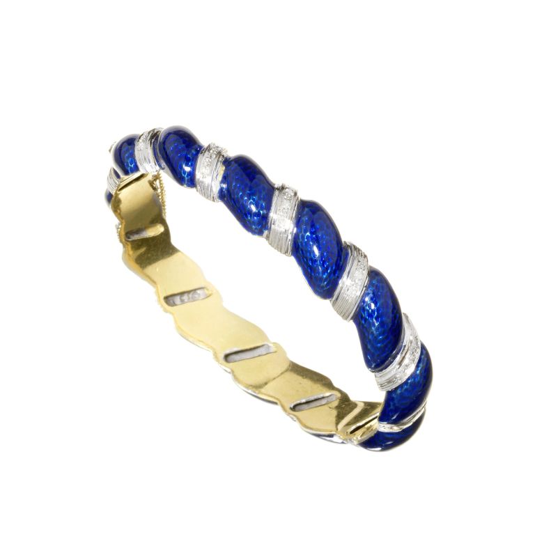 BRACCIALE RIGIDO IN ORO GIALLO E BIANCO CON SMALTO BLU  - Auction TIMED AUCTION I JEWELS, WATCHES, PENS AND SILVER - Pandolfini Casa d'Aste