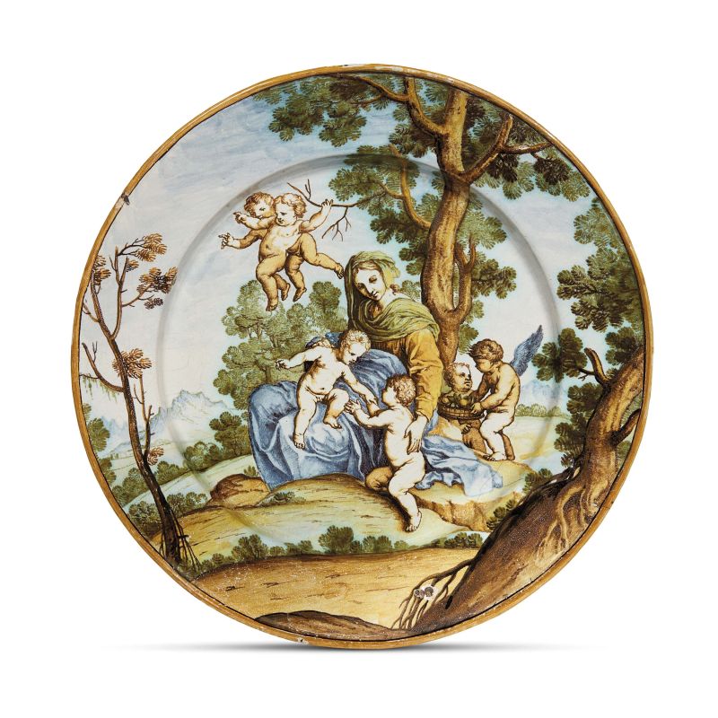 A PLATE, SIENA, CIRCA 1730  - Auction IMPORTANT MAJOLICA FROM RENAISSANCE TO THE 18TH CENTURY - Pandolfini Casa d'Aste