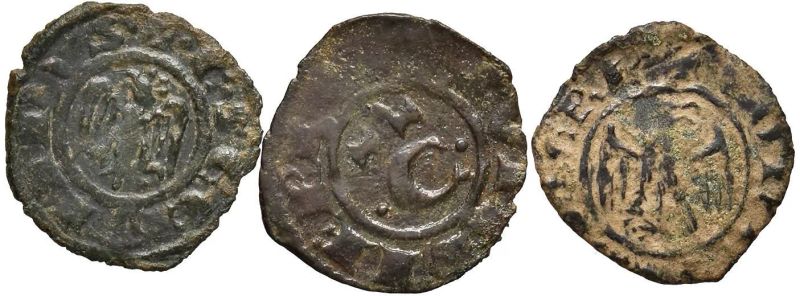 ZECCHE VARIE CORRADO II (CORRADINO) (1254-1258) SETTE MONETE DI RAME  - Auction MEDIEVAL AND MODERN COINS AND A PRESTIGIOUS COLLECTION OF THE ZECCA OF SIENA AND MONTALCINO - Pandolfini Casa d'Aste