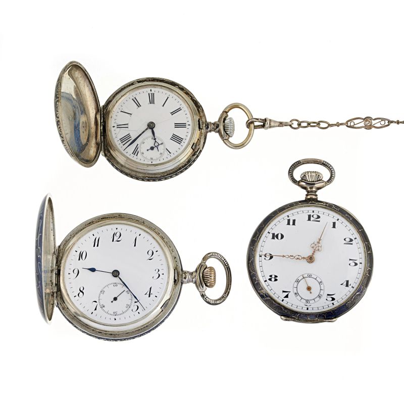 



THREE METAL AND SILVER POCKET WATCHES   - Auction WATCHES - Pandolfini Casa d'Aste