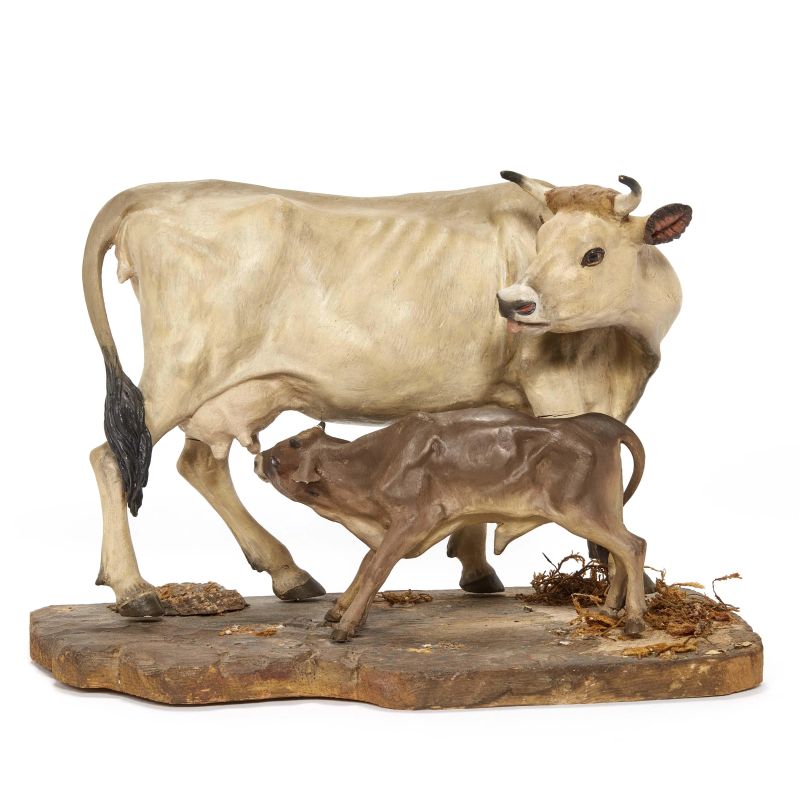 A COW AND A CALF, NAPLES, 18TH/19TH CENTURIES  - Auction ONLINE AUCTION | NEAPOLITAN NATIVITY SHEPHERDS FROM AN IMPORTANT TUSCAN COLLECTION - Pandolfini Casa d'Aste