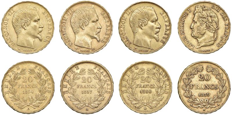 



FRANCIA. QUATTRO MONETE DA 20 FRANCHI  - Auction COINS OF TUSCAN MINTS, HOUSE OF SAVOIA AND VENETIAN ZECHINI. GOLD COINS AND MEDALS FOR COLLECTION - Pandolfini Casa d'Aste