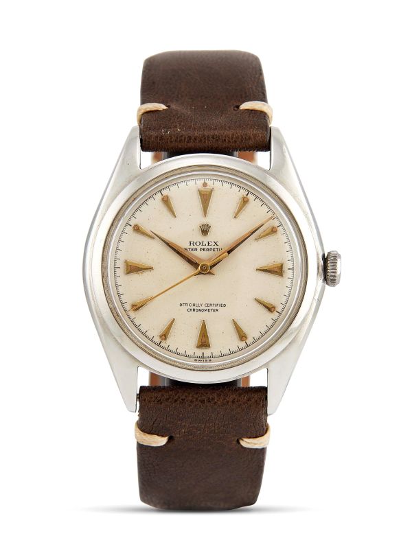 ROLEX OYSTER PERPETUAL &ldquo;OVETTONE&rdquo; REF. 5028 N. 4121XX ANNO 1958  - Asta Orologi da polso e da tasca - Pandolfini Casa d'Aste