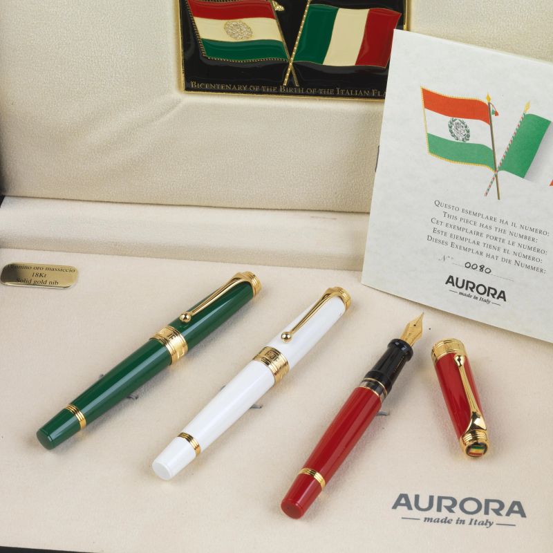 AURORA BICENTENARIO DEL TRICOLORE EDIZIONE LIMITATA TRITTICO N. 0080  - Asta ASTA A TEMPO | OROLOGI E PENNE - Pandolfini Casa d'Aste