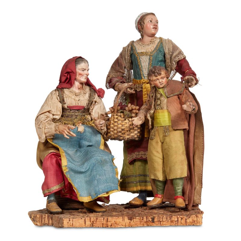 VECCHIA, VILLANA E GIOVINETTO, NAPOLI, SECOLO XVIIII  - Asta PASTORI DA PRESEPE NAPOLETANI - Pandolfini Casa d'Aste