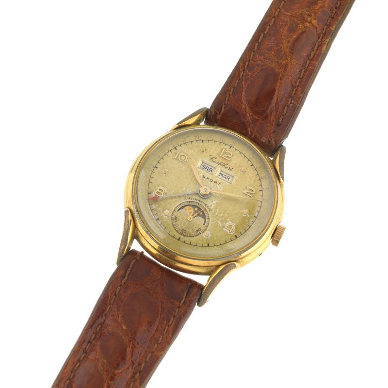 CORTEBERT CALENDAR AND MOON PHASE GOLD PLATED WRISTWATCH  - Auction ONLINE AUCTION | WATCHES AND PENS - Pandolfini Casa d'Aste