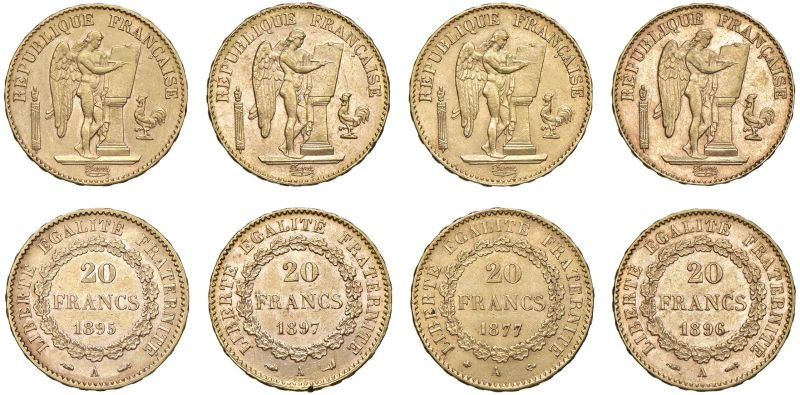 



FRANCIA. QUATTRO MONETE DA 20 FRANCHI  - Auction COINS OF TUSCAN MINTS, HOUSE OF SAVOIA AND VENETIAN ZECHINI. GOLD COINS AND MEDALS FOR COLLECTION - Pandolfini Casa d'Aste