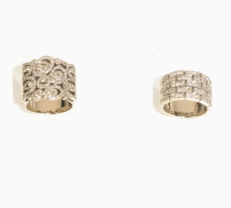 Due anelli in oro bianco e diamanti  - Auction Important Jewels and Watches - I - Pandolfini Casa d'Aste