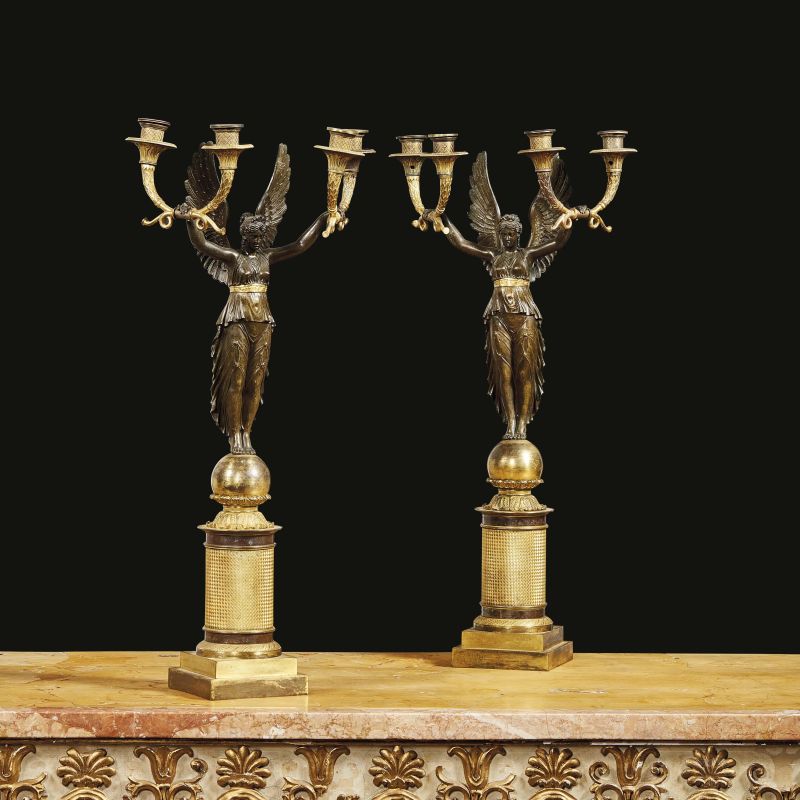 COPPIA DI CANDELABRI, FRANCIA, SECOLO XIX  - Asta INTERNATIONAL FINE ART - Pandolfini Casa d'Aste