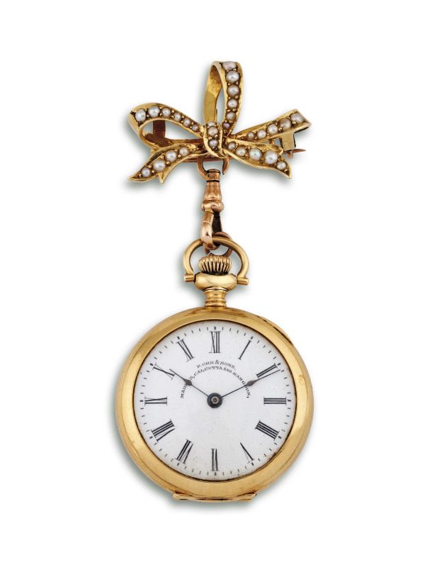 P.ORR &amp; SONS OROLOGIO DA TASCA PER SIGNORA IN ORO GIALLO CON SPILLA  - Auction TIMED AUCTION I JEWELS, WATCHES, PENS AND SILVER - Pandolfini Casa d'Aste