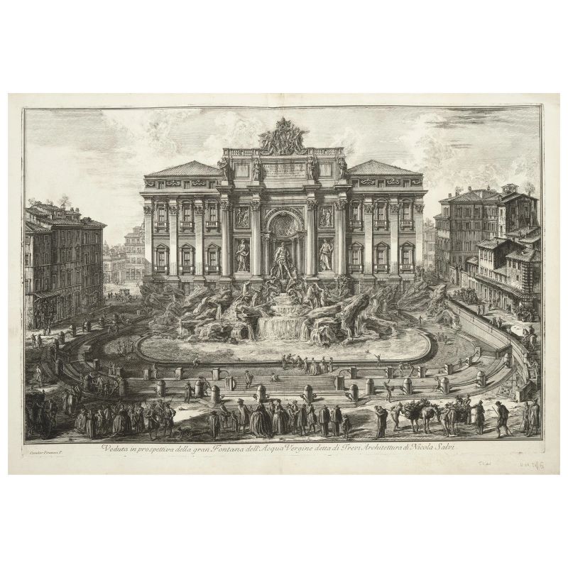 Piranesi, Giovanni Battista. Veduta in prospettiva della gran fontana dell'Acqua Vergine detta di Trevi. [Roma, 1773].  - Asta LIBRI, MANOSCRITTI, AUTOGRAFI E STAMPE - Pandolfini Casa d'Aste